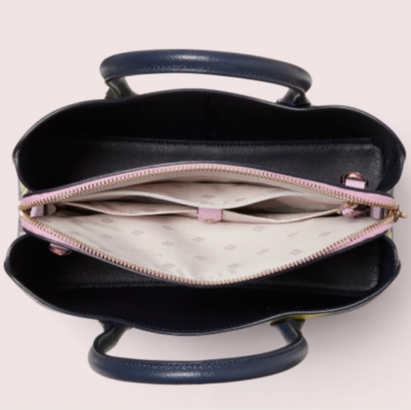 Kate Spade Margaux Medium Satchel Bag Blue Lemon Zest Satchel Purse - Picture 3 of 16